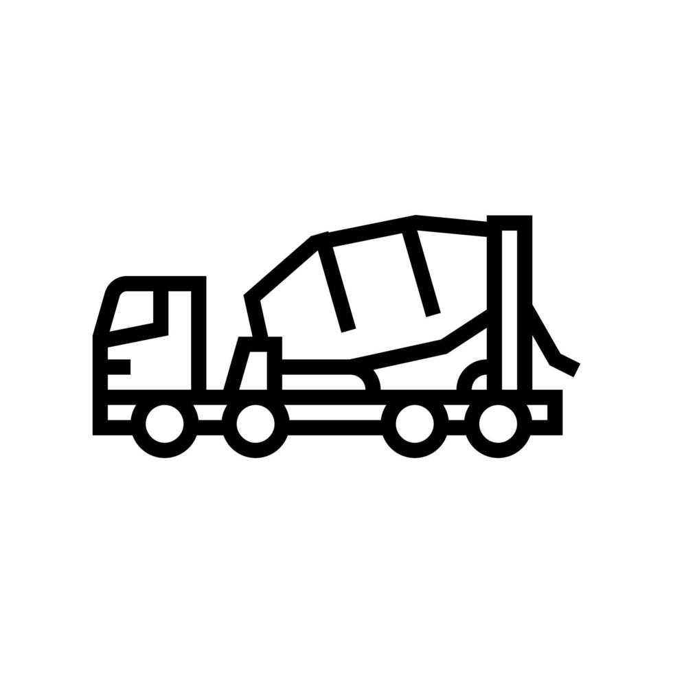 illustrazione vettoriale dell'icona della linea di trasporto del calcestruzzo del camion