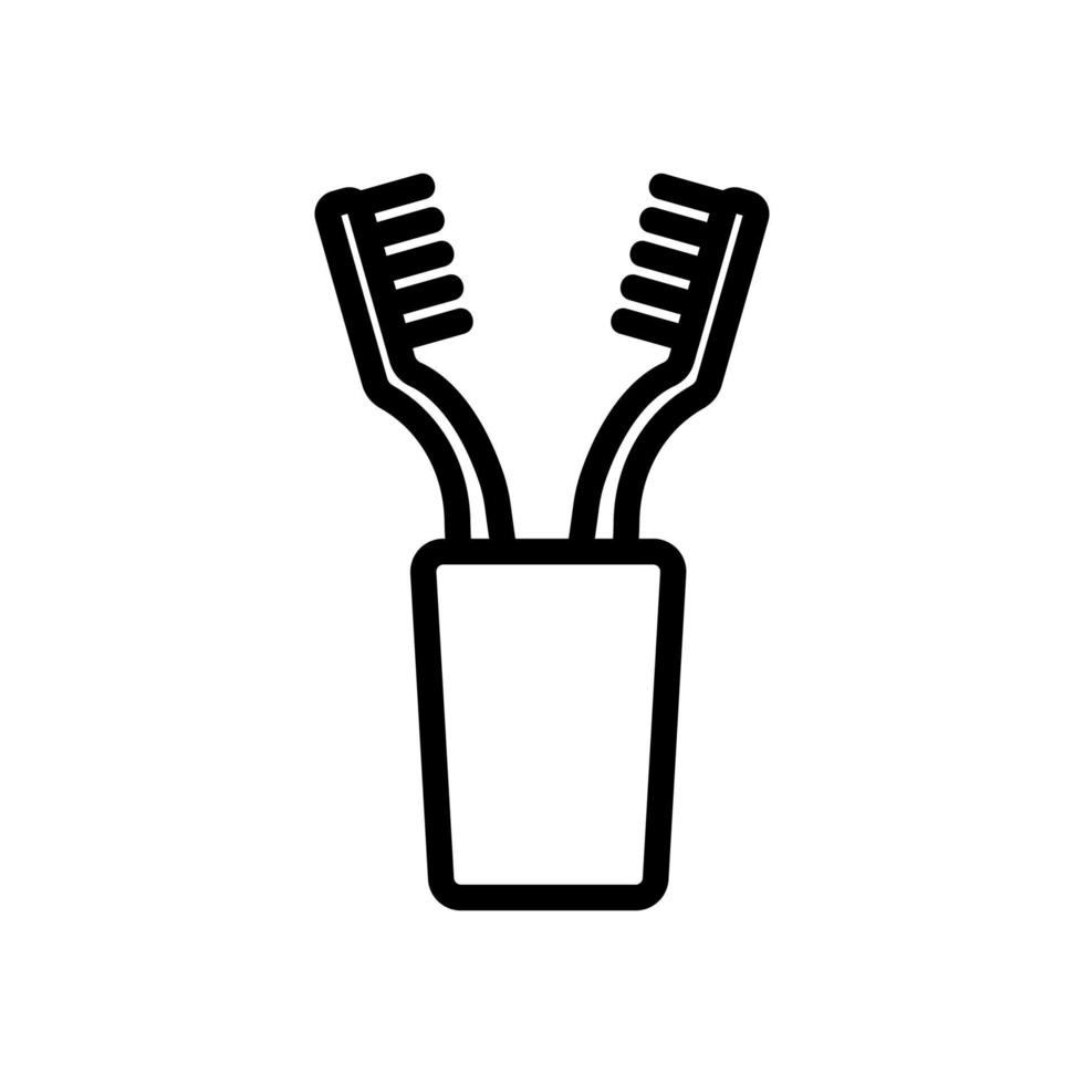 due spazzolini da denti in vetro icona vettore illustrazione del profilo