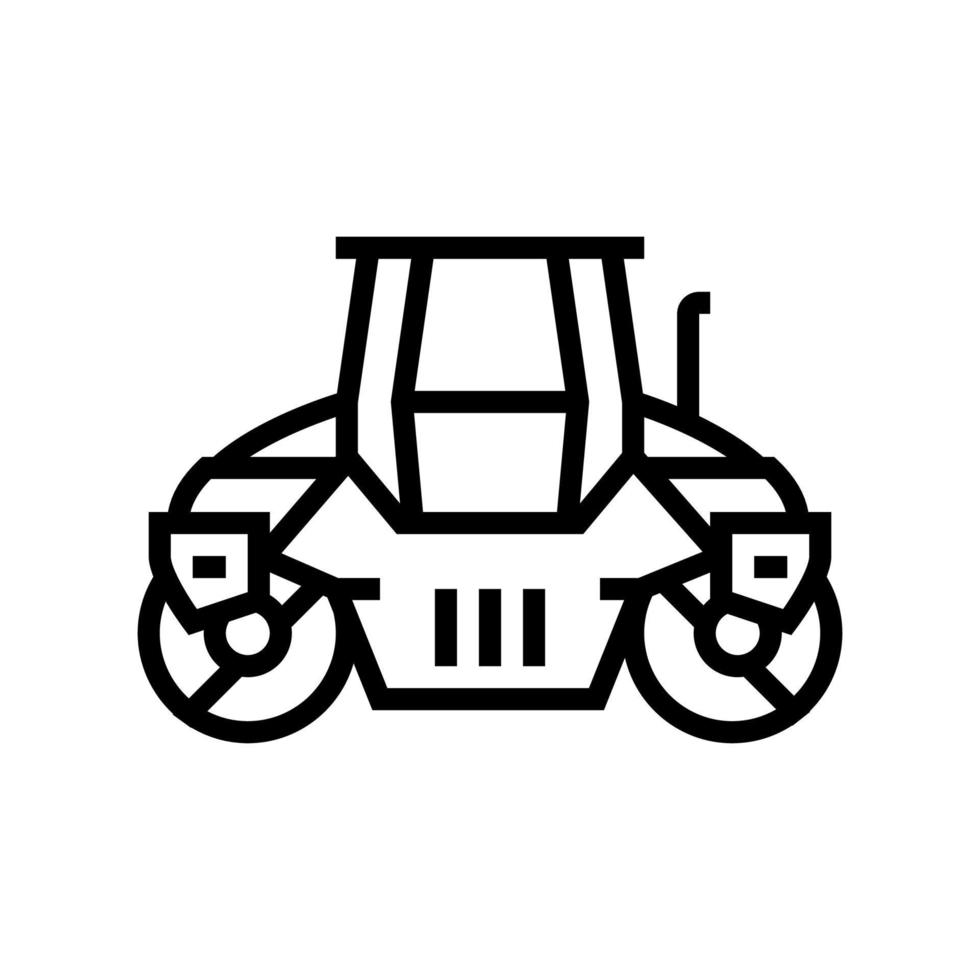 illustrazione vettoriale dell'icona della linea della macchina per la costruzione di strade a rulli