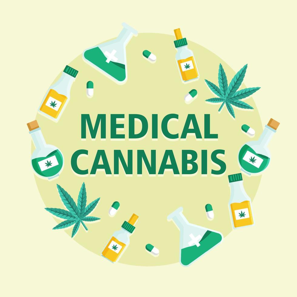 illustrazione dei cannabinoidi. illustrazione piatta medica di cannabis. stile di design piatto. colore moderno dell'assistenza sanitaria. vettore eps 10