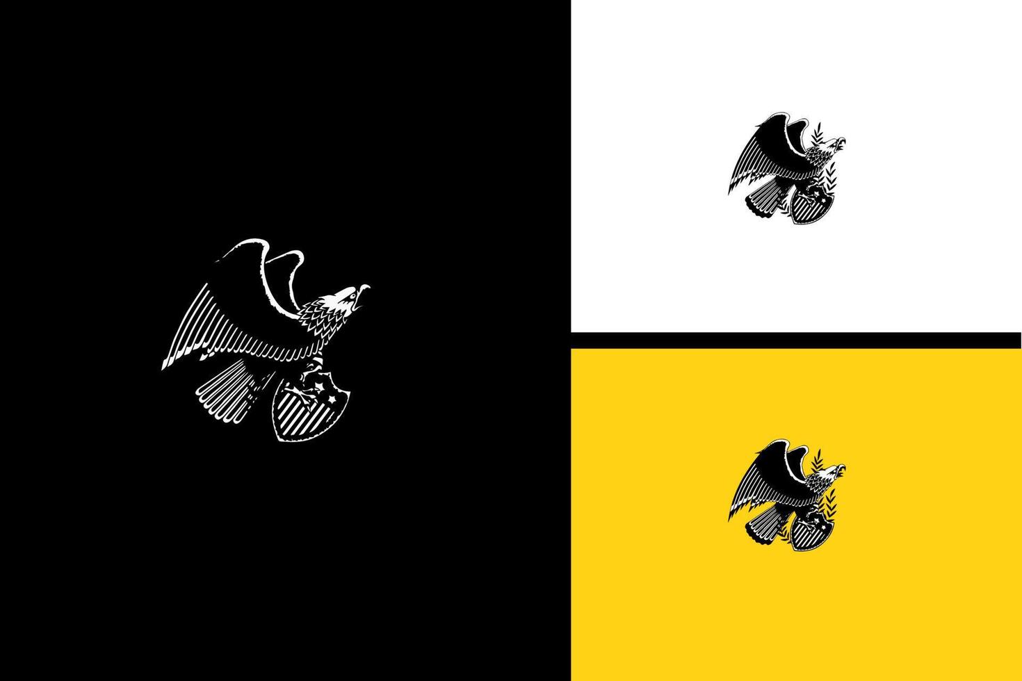 vettore di aquila volante in bianco e nero