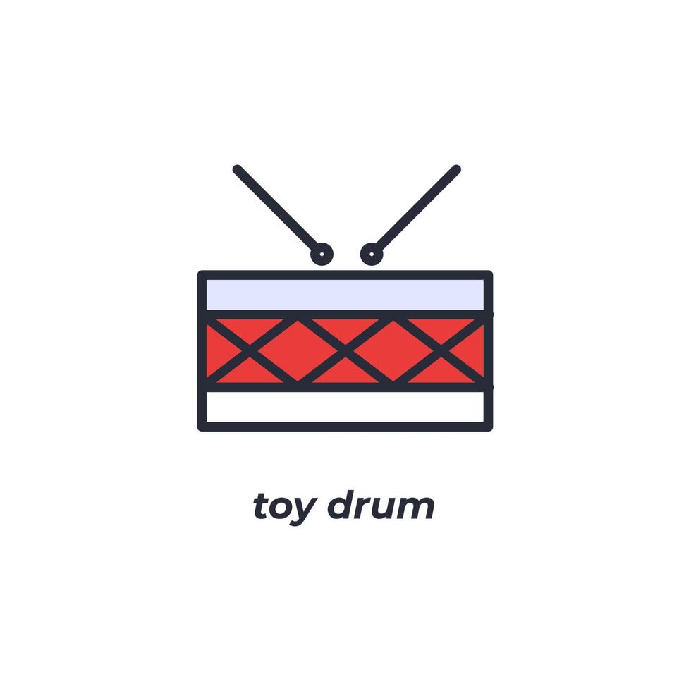 segno vettoriale del simbolo del tamburo giocattolo è isolato su uno sfondo bianco. colore dell'icona modificabile.