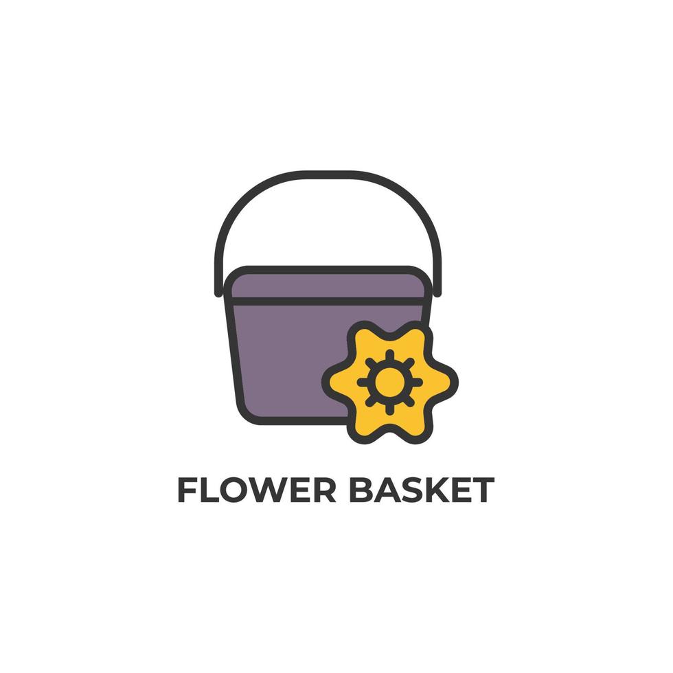 il segno di vettore del simbolo del cesto di fiori è isolato su uno sfondo bianco. colore dell'icona modificabile.