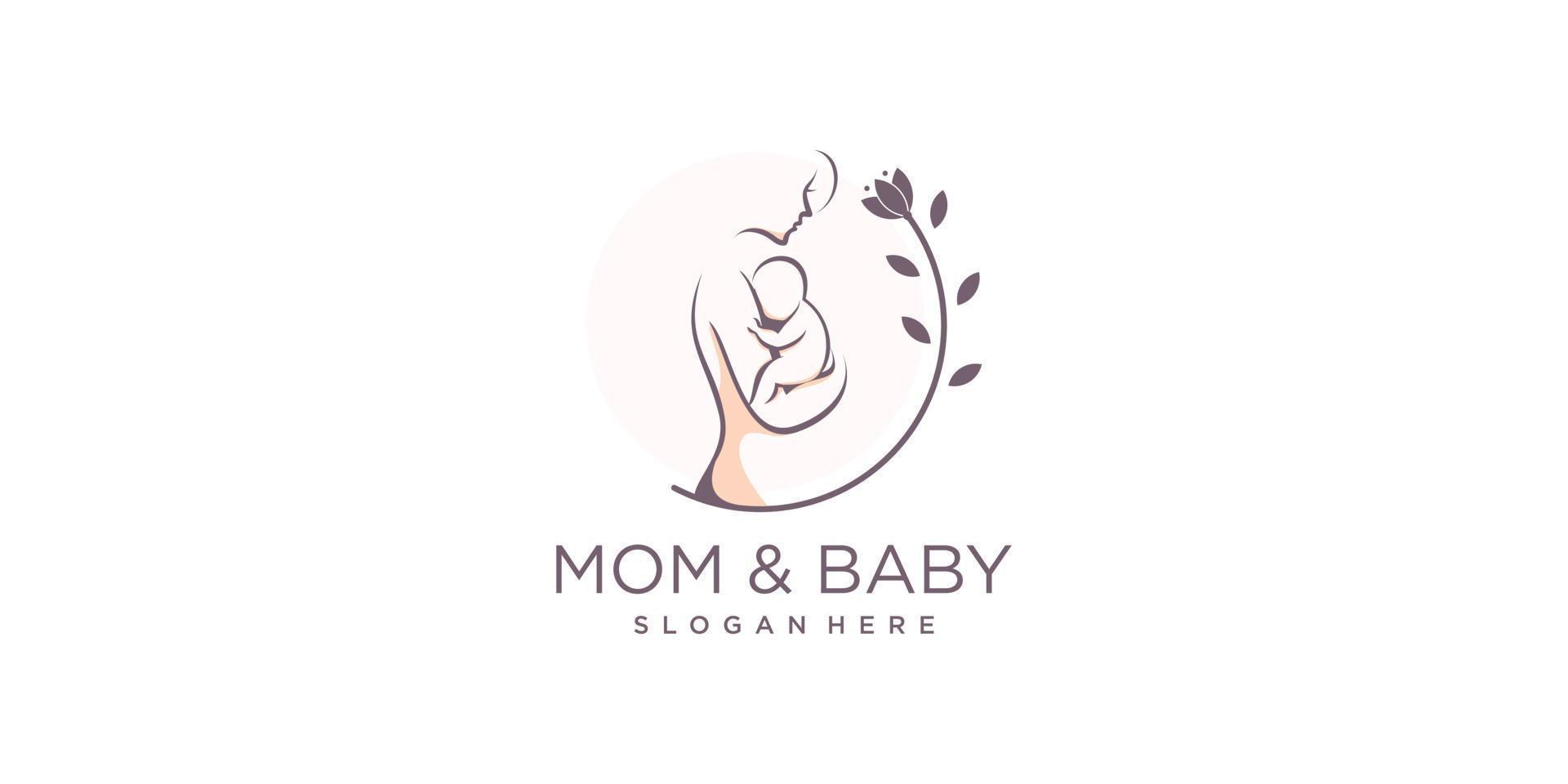 mamma e bambino logo design icona vettore con elemento unico concetto premium vettore
