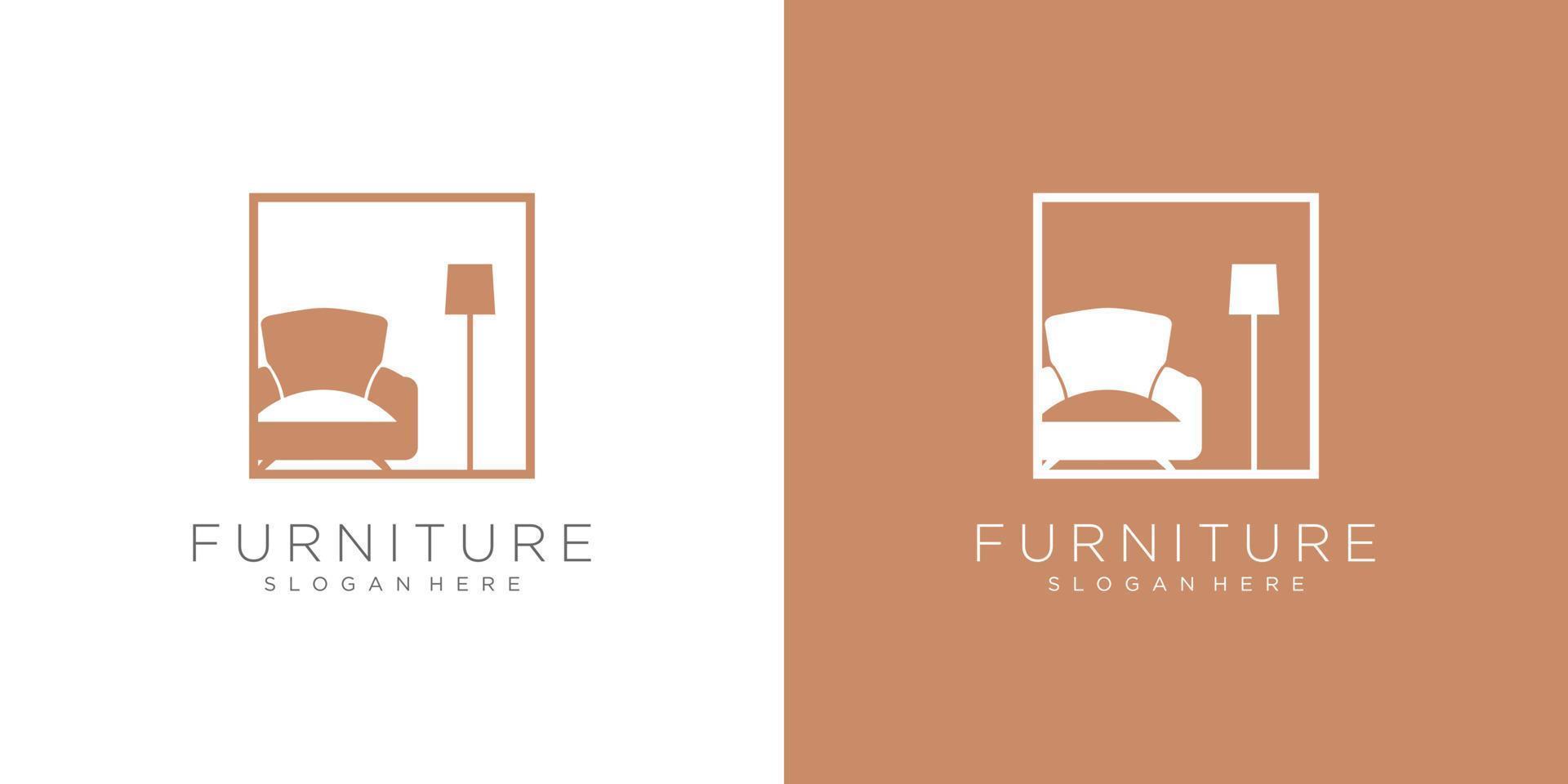 vettore di design del logo di mobili con stile creativo moderno
