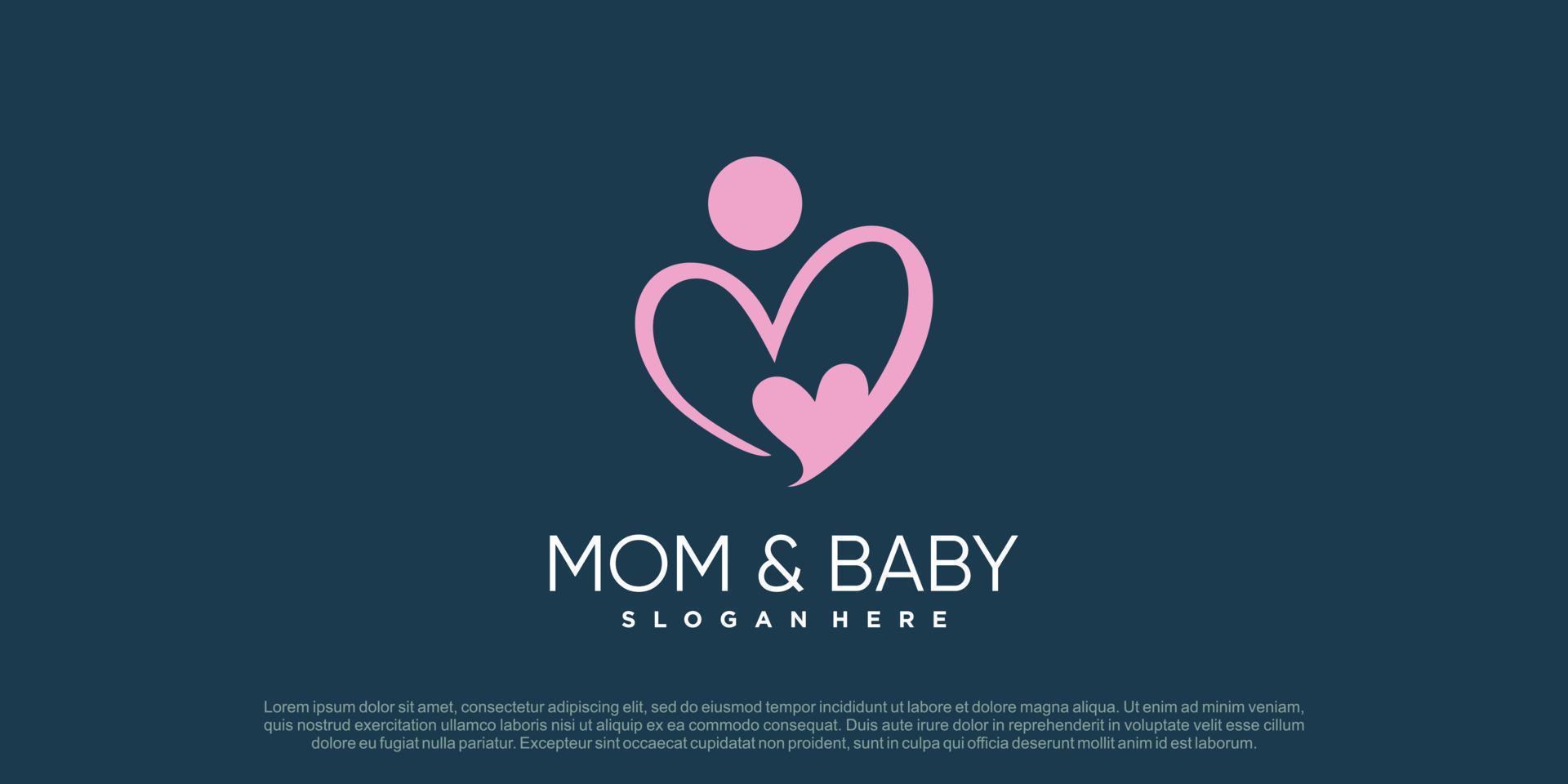 mamma e bambino logo design vettoriale con un concetto unico creativo