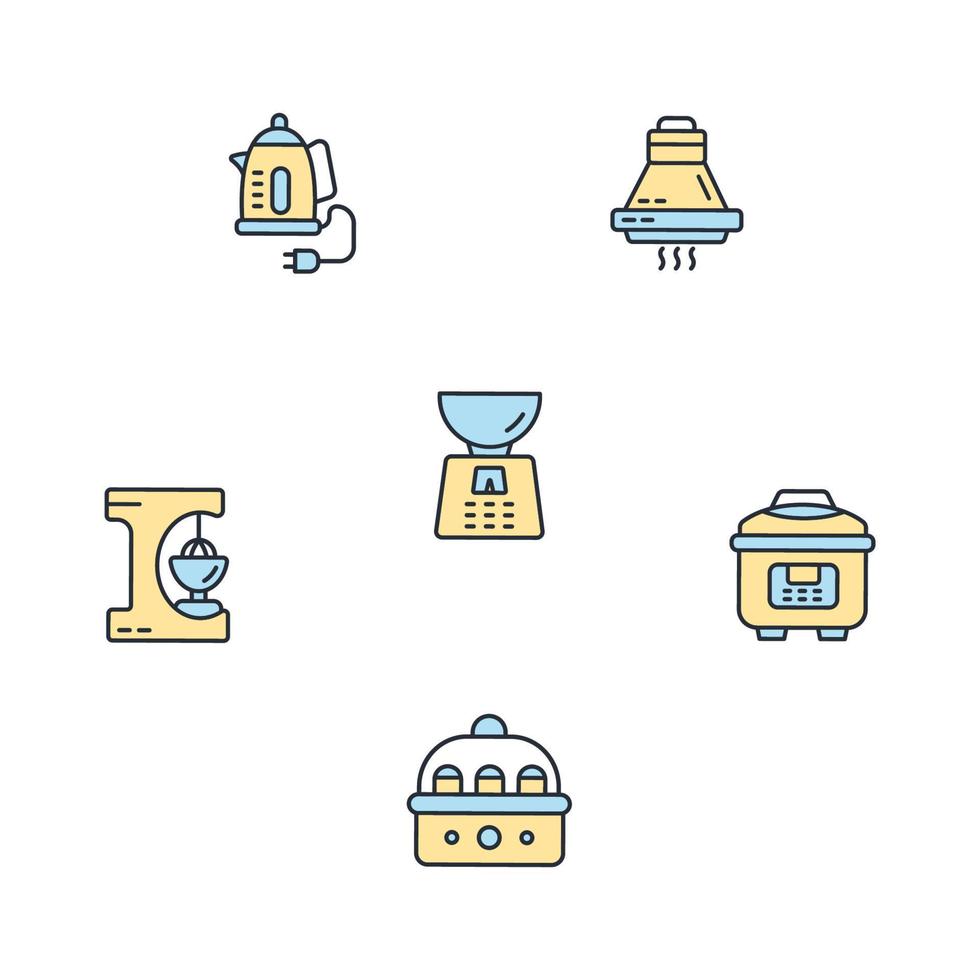 elettrodomestici da cucina icone simbolo elementi vettoriali per il web infografica