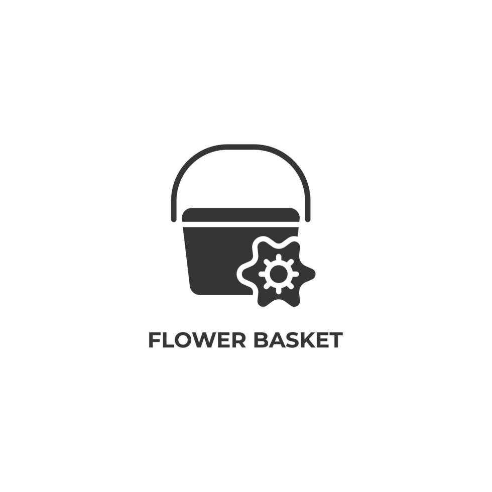 il segno di vettore del simbolo del cesto di fiori è isolato su uno sfondo bianco. colore dell'icona modificabile.