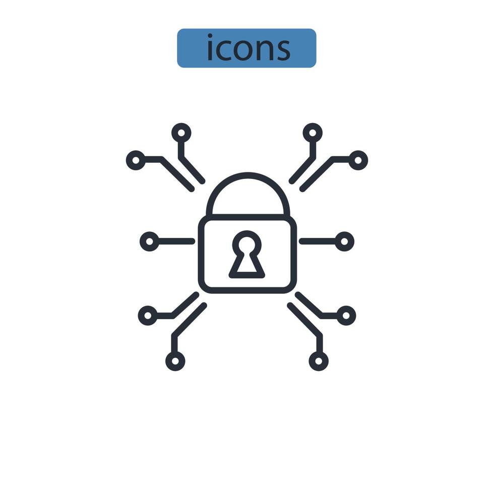 attacchi avversari icone simbolo elementi vettoriali per il web infografica