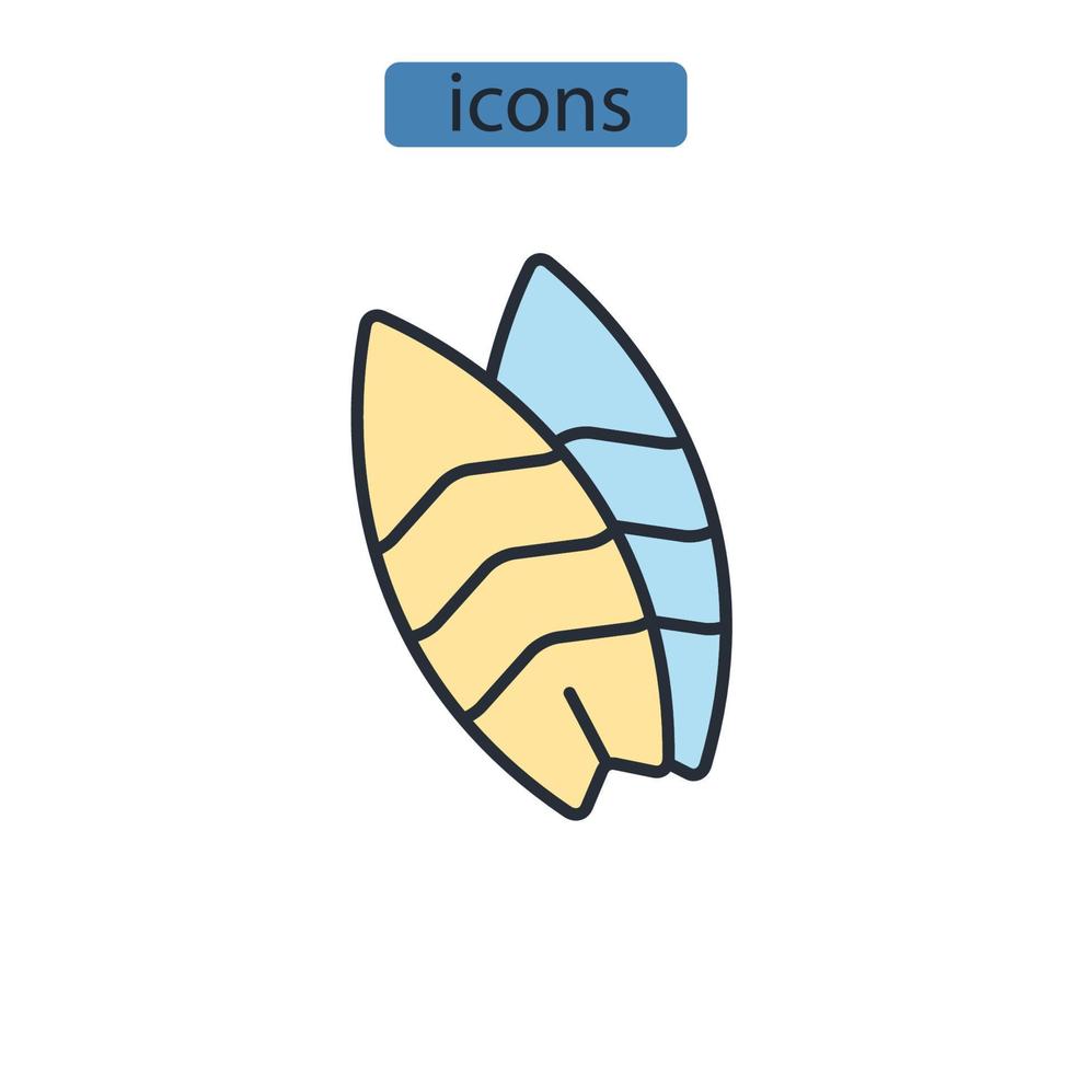 set di icone di surf. elementi di vettore di simbolo del pacchetto di surf per il web di infografica