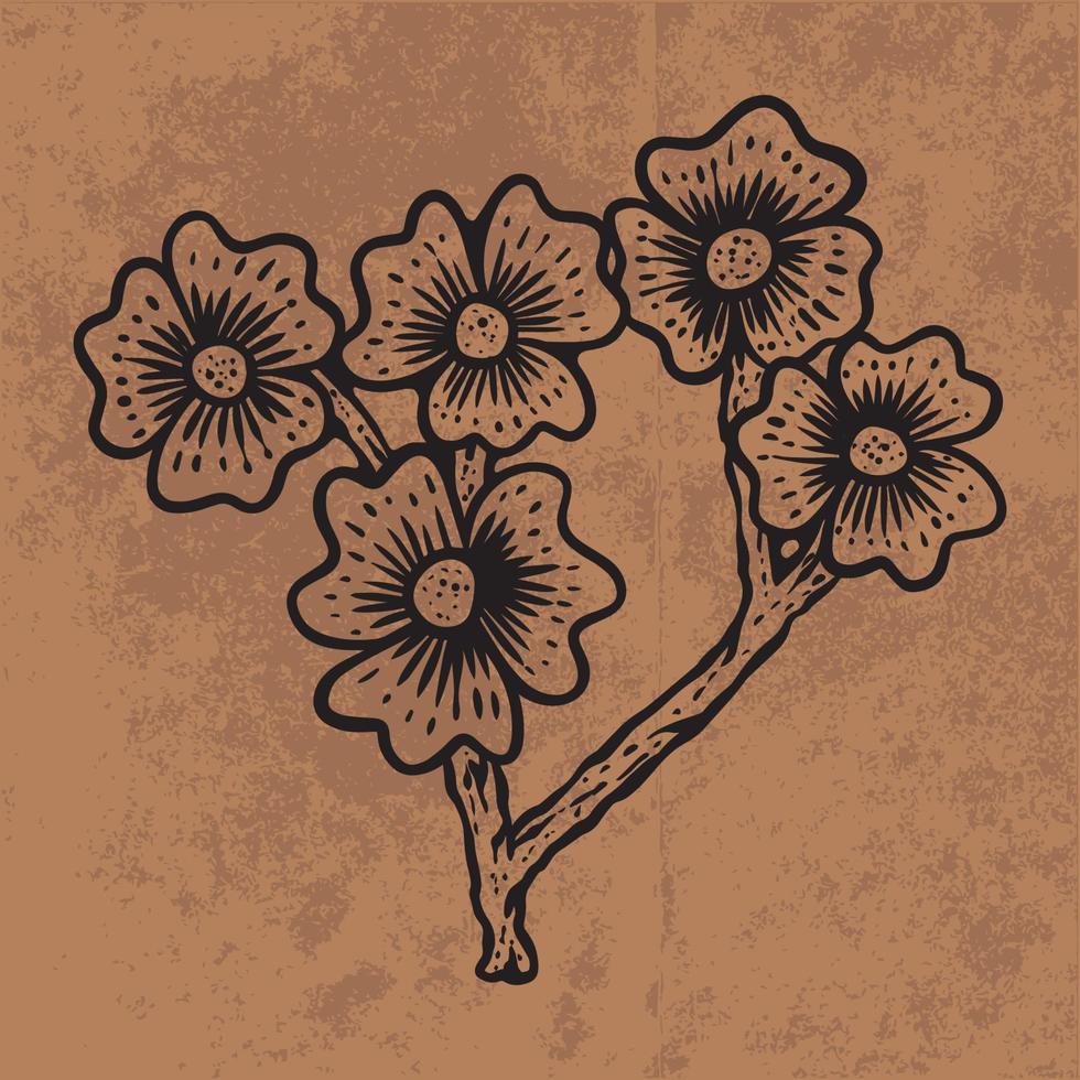 foglia botanica doodle linea arte di fiori selvatici. illustrazione vettoriale disegnata a mano. contorno floreale vintage. adatto per carta da parati, poster, adesivi, contenuti social media