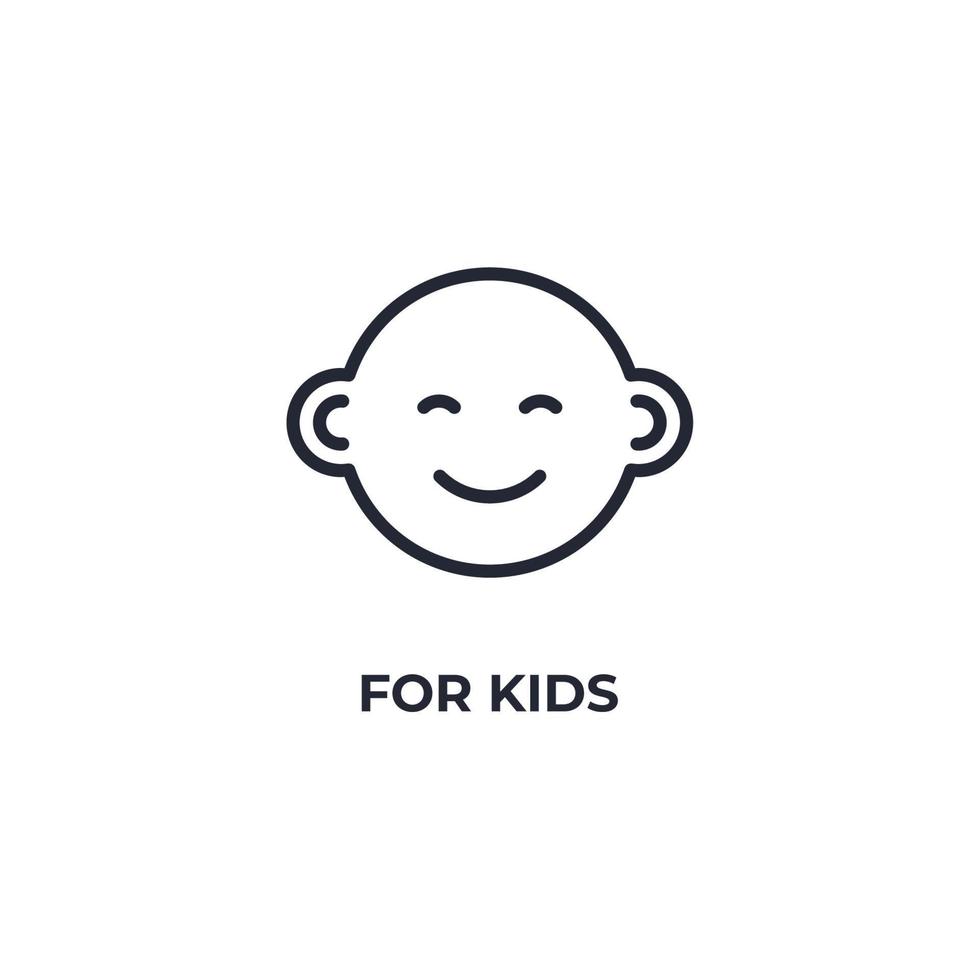 il segno di vettore del simbolo per bambini è isolato su uno sfondo bianco. colore dell'icona modificabile.