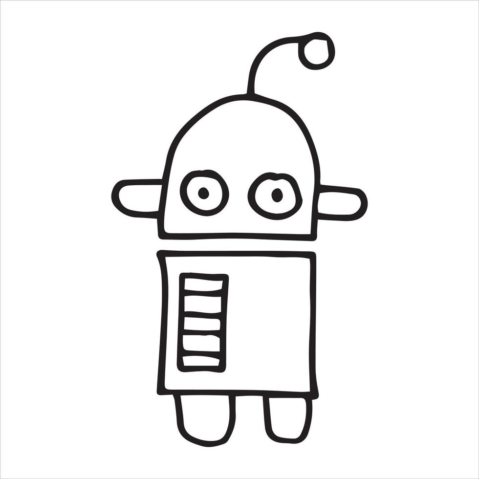 semplice disegno vettoriale in stile doodle. robot. simpatico robot disegnato a mano con linee. illustrazione divertente per i bambini