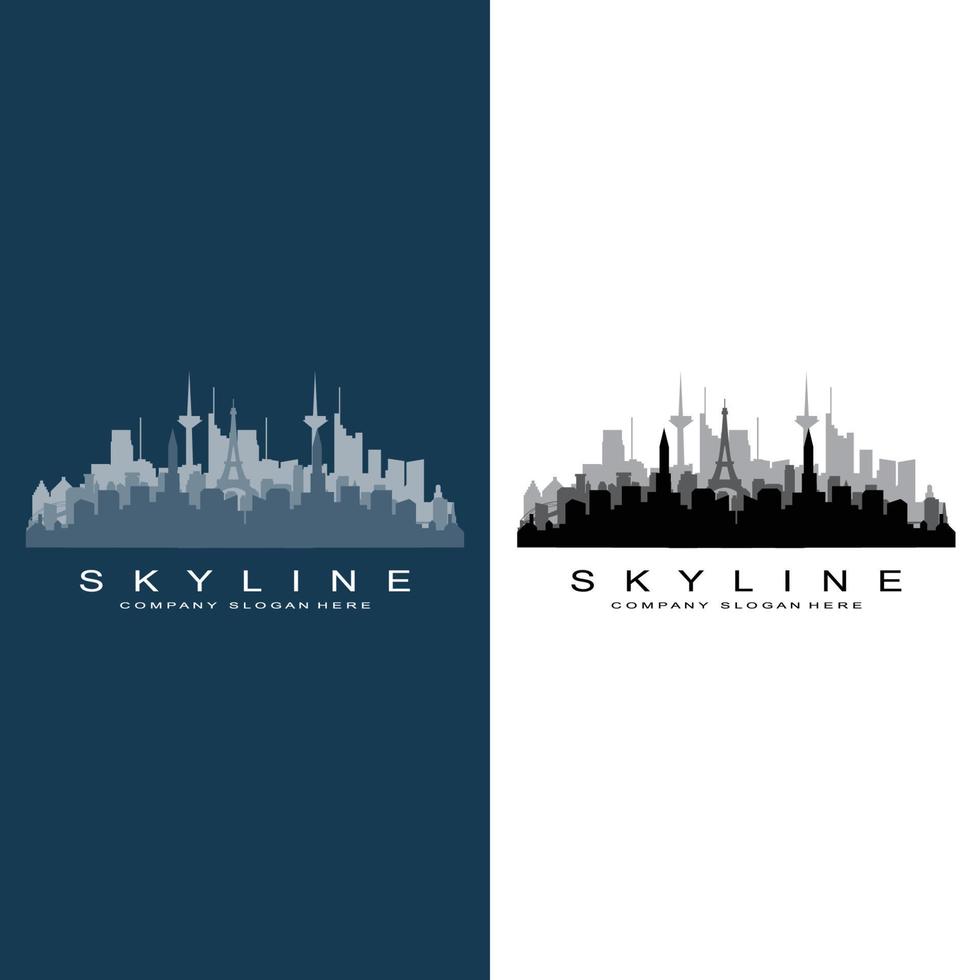 skyline della città, grattacielo per il vettore di progettazione del logo dell'edificio immobiliare urbano