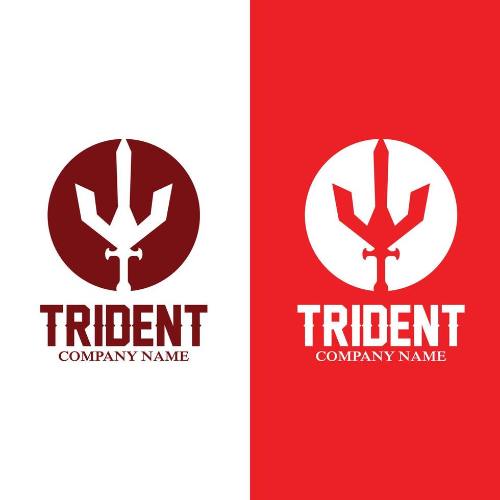 Tridente logo modello vettore icona design, arma della guerra di Dio, potenza della lancia dell'oceano