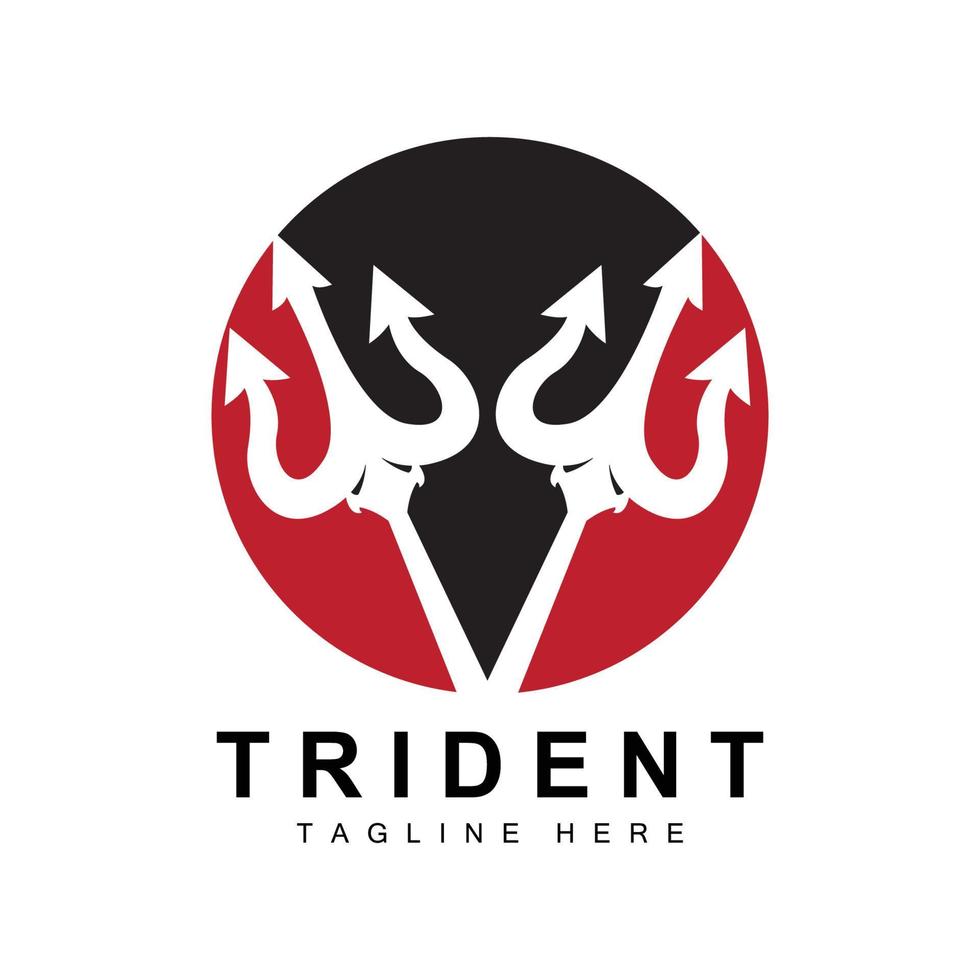 Tridente logo modello vettore icona design, arma della guerra di Dio, potenza della lancia dell'oceano