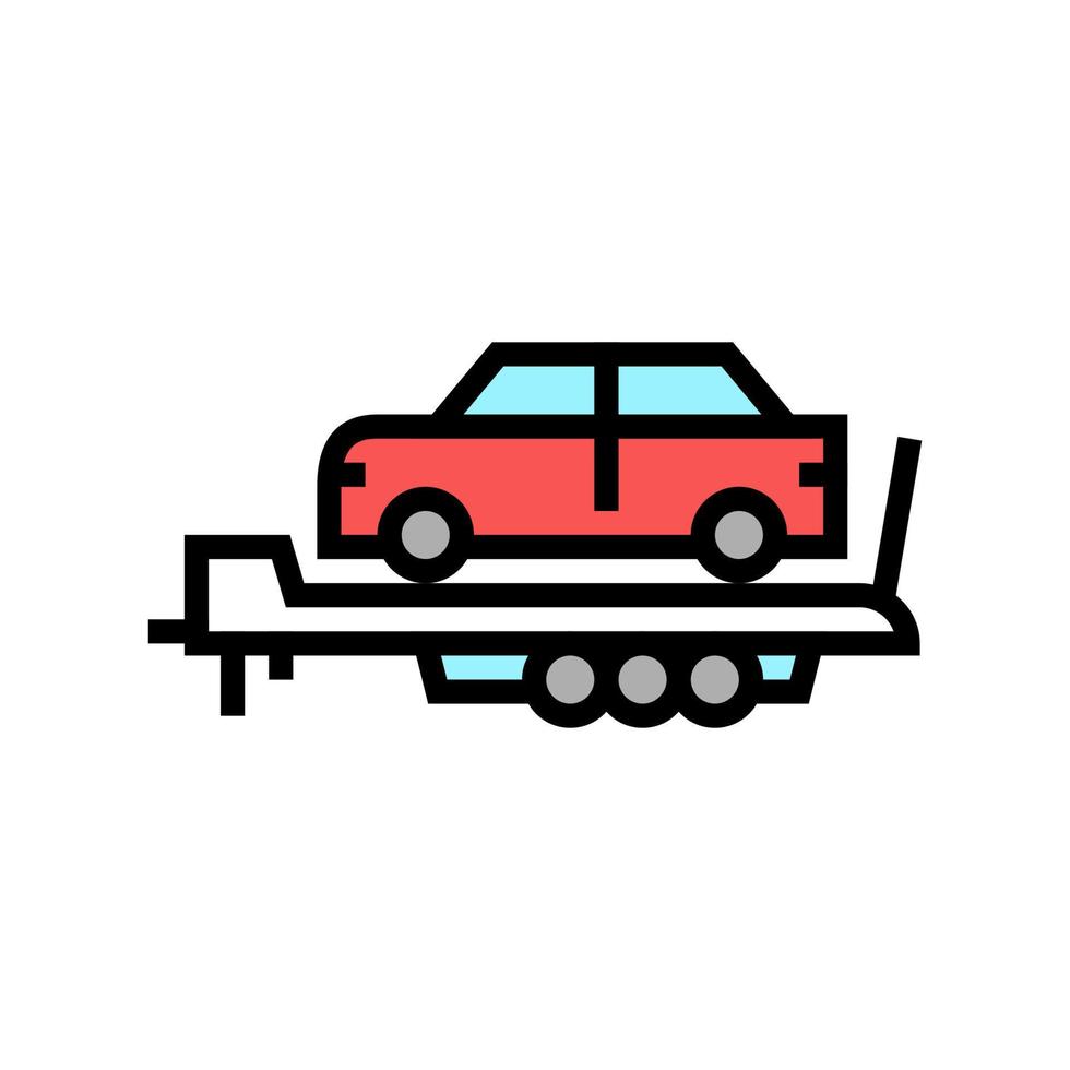 illustrazione vettoriale dell'icona del colore del rimorchio per il trasporto di automobili