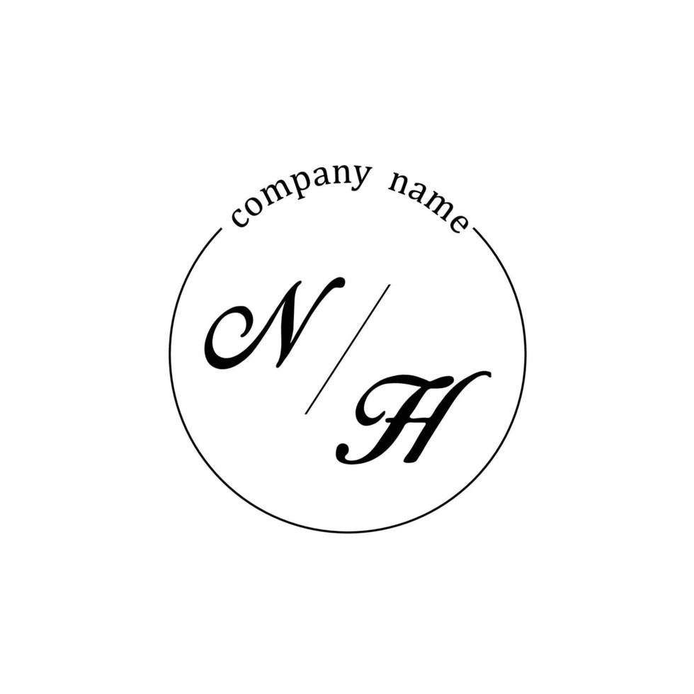 iniziale nh logo monogramma lettera minimalista vettore