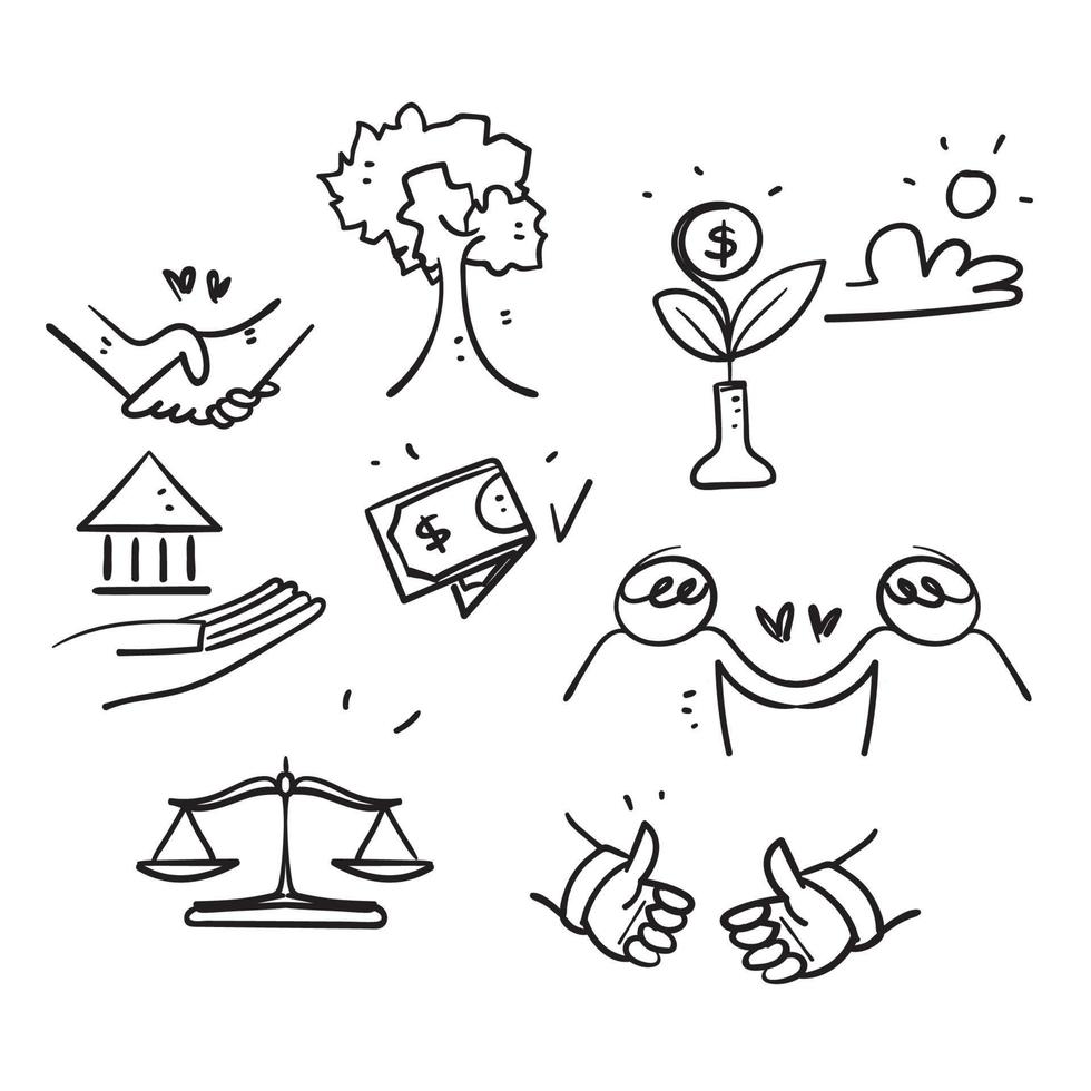 vettore di illustrazione relativo alla governance sociale dell'ambiente esg doodle disegnato a mano