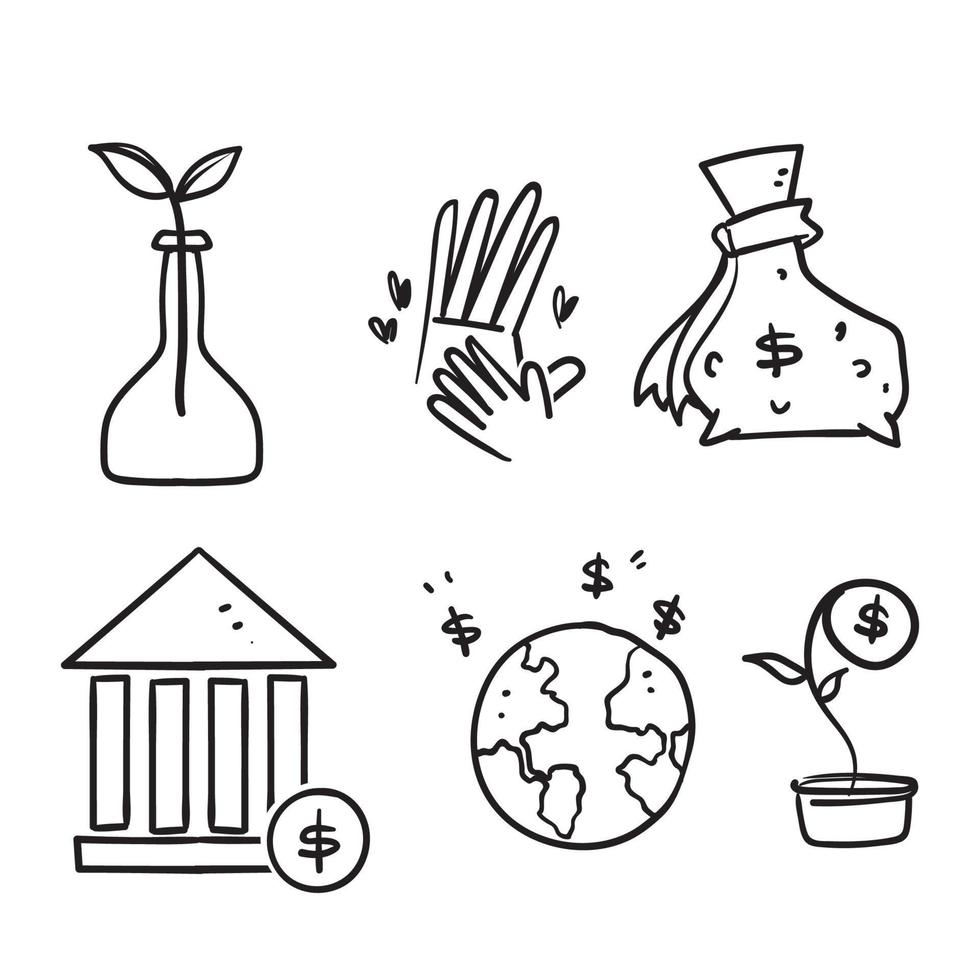 vettore di illustrazione relativo alla governance sociale dell'ambiente esg doodle disegnato a mano
