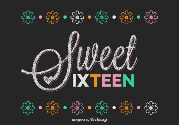 Vettore di lettering di Sweet Sixteen gratuito