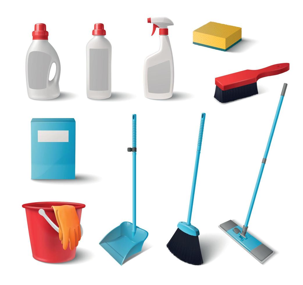 set di prodotti per la pulizia della casa vettore