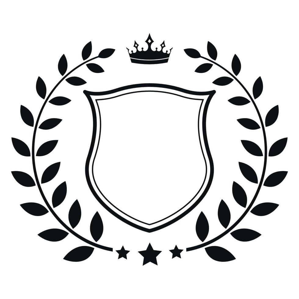 illustrazione di uno scudo con una corona d'alloro e una corona vettore