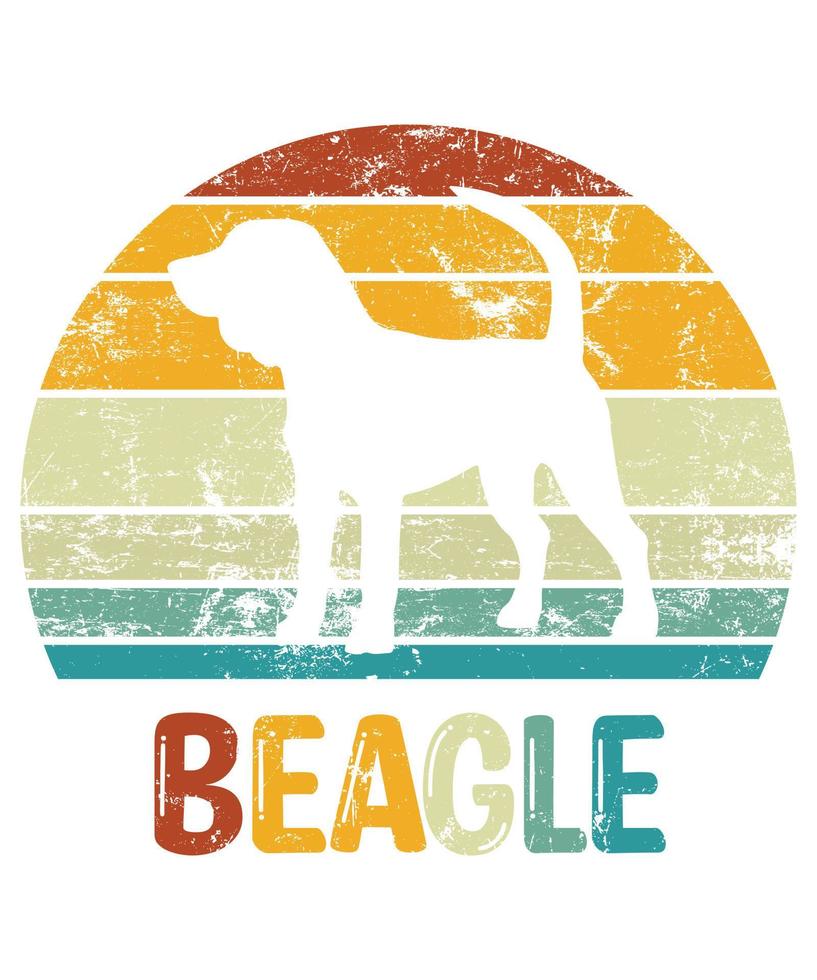 divertente beagle vintage retrò tramonto silhouette regali amante del cane proprietario del cane t-shirt essenziale vettore