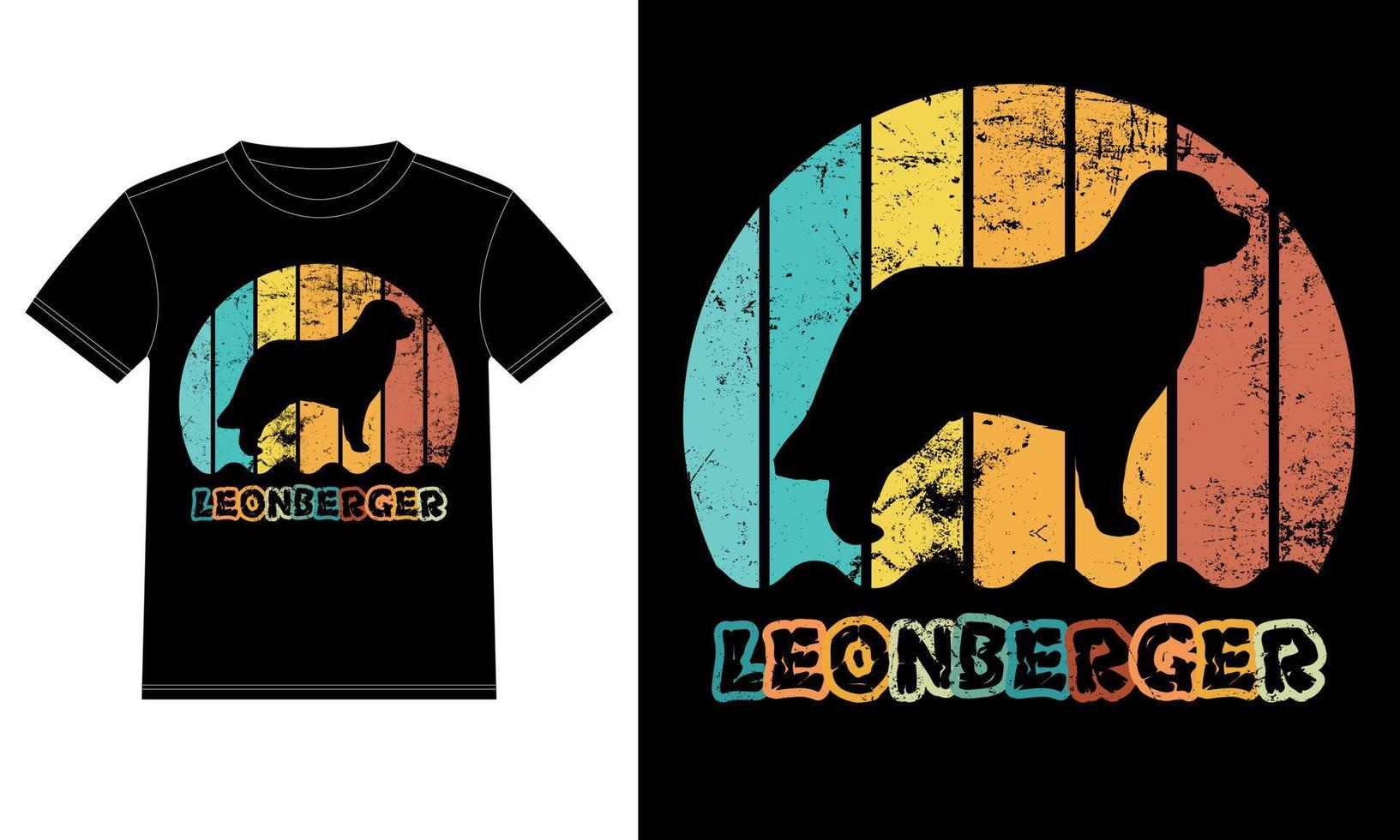 divertente Leonberger vintage retrò tramonto silhouette regali amante del cane proprietario del cane t-shirt essenziale vettore