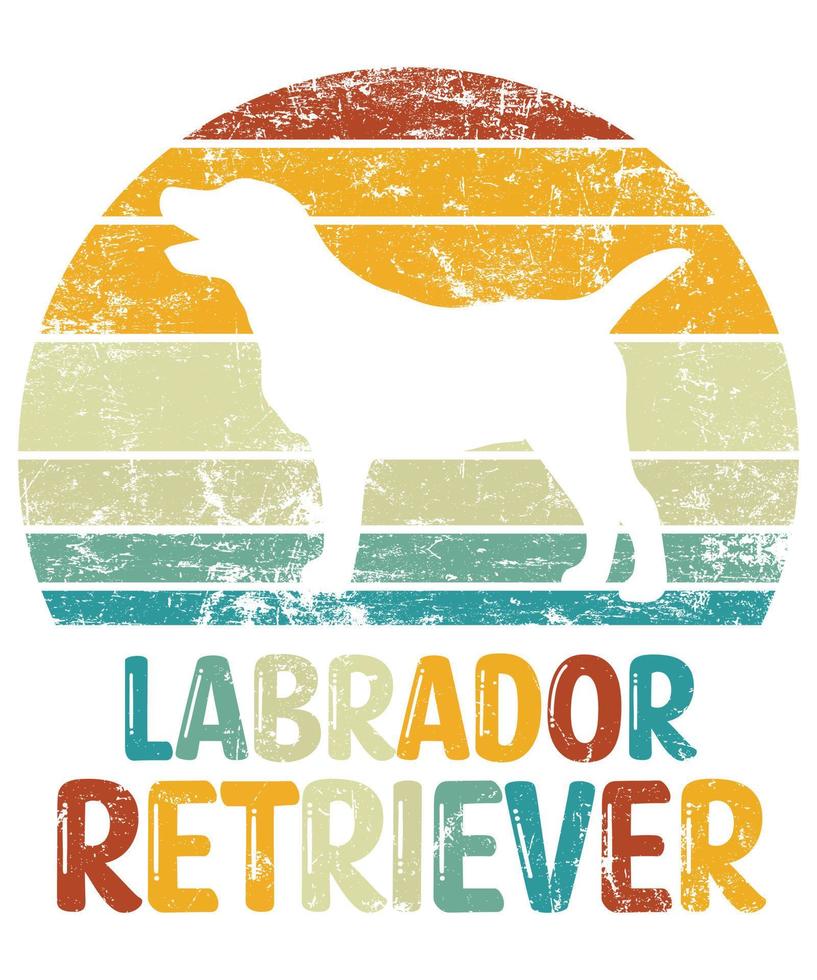 divertente labrador retriever vintage retrò tramonto silhouette regali amante del cane proprietario del cane t-shirt essenziale vettore