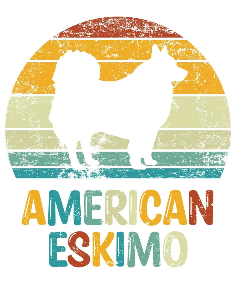divertente americano eskimo vintage retrò tramonto silhouette regali amante del cane proprietario del cane t-shirt essenziale vettore