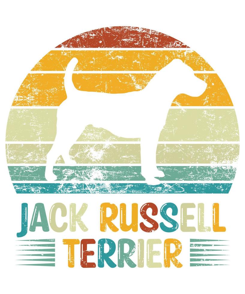 divertente jack russell terrier vintage retrò tramonto silhouette regali amante del cane proprietario del cane t-shirt essenziale vettore