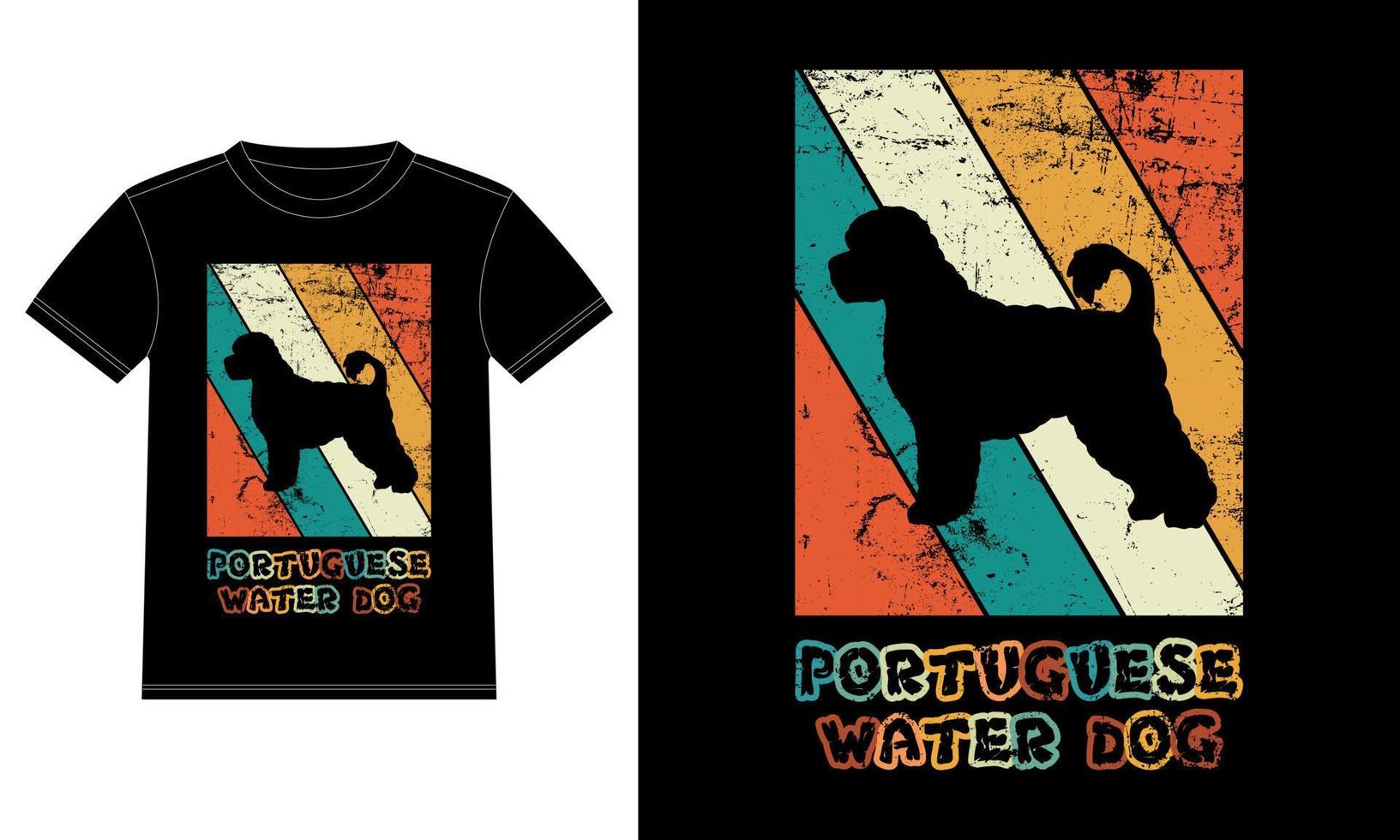 divertente cane da acqua portoghese vintage retrò tramonto silhouette regali amante del cane proprietario del cane t-shirt essenziale vettore