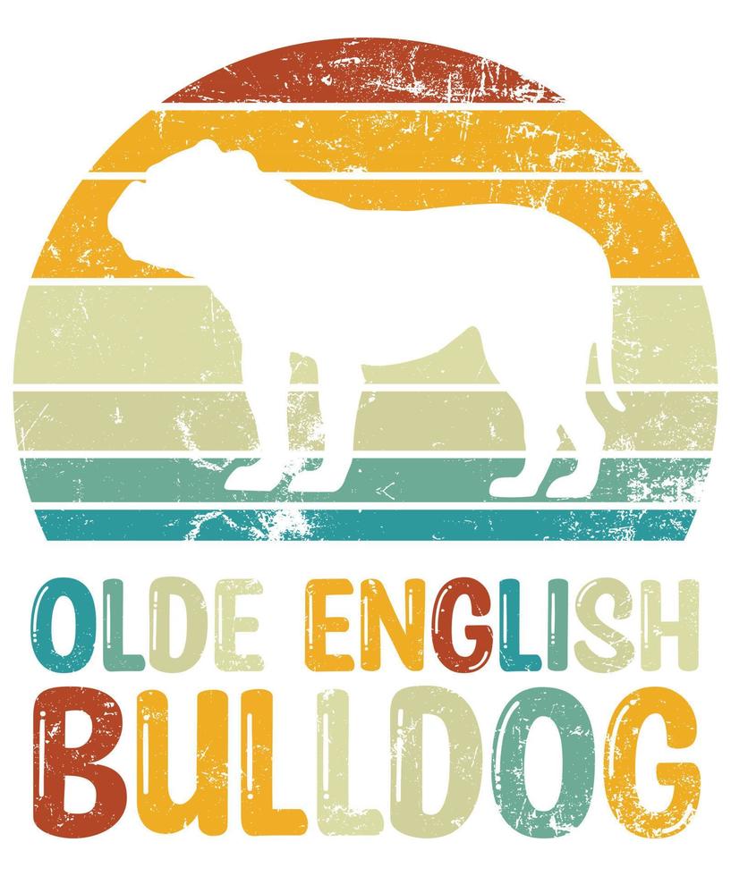 divertente olde bulldog inglese vintage retrò tramonto silhouette regali amante del cane proprietario del cane t-shirt essenziale vettore