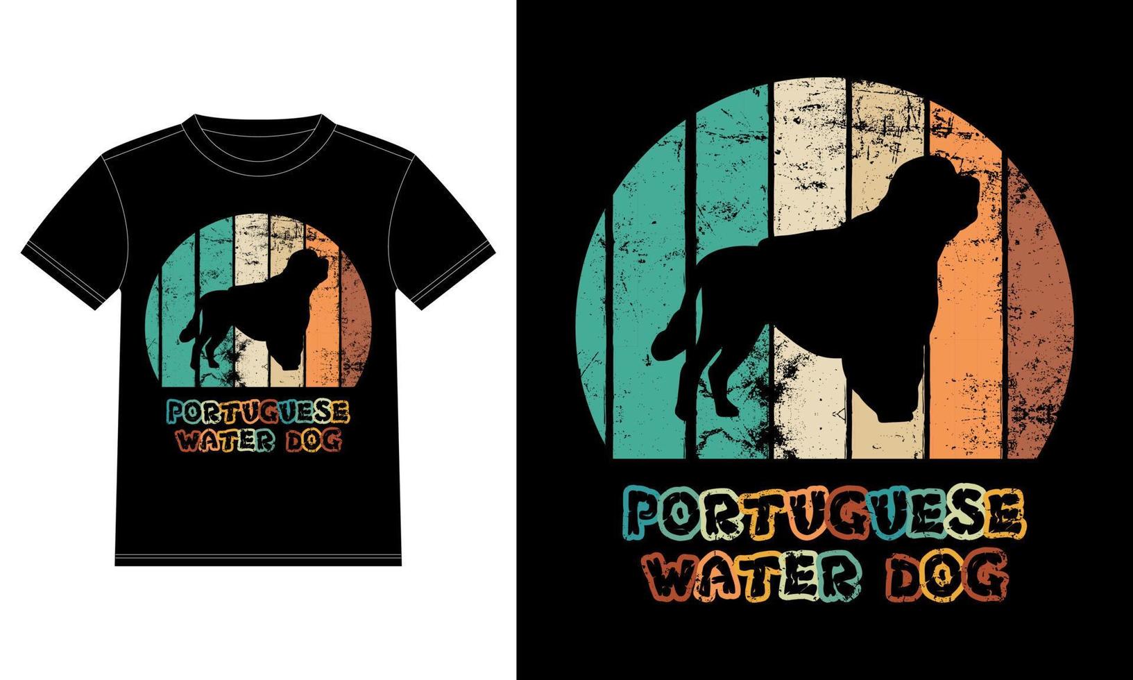 divertente cane da acqua portoghese vintage retrò tramonto silhouette regali amante del cane proprietario del cane t-shirt essenziale vettore