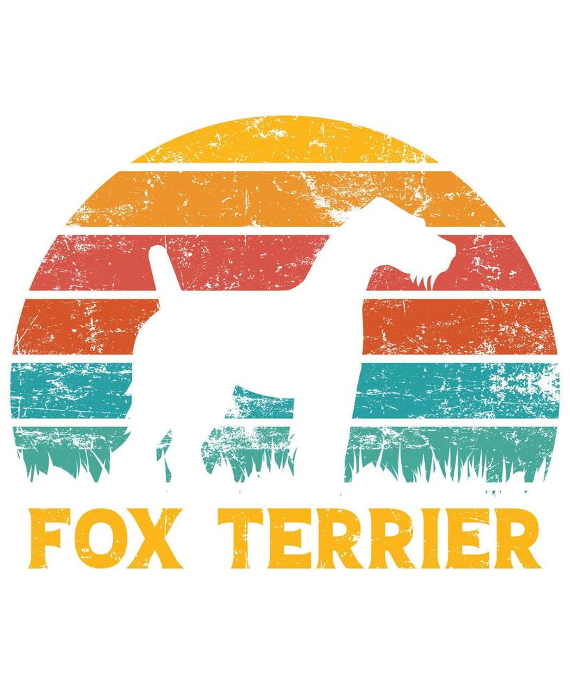 divertente fox terrier vintage retrò tramonto silhouette regali amante del cane proprietario del cane t-shirt essenziale vettore