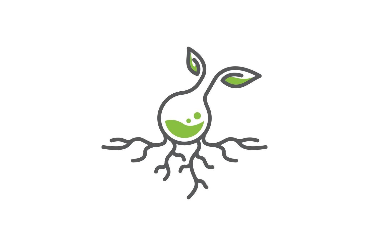 logo del laboratorio verde con una combinazione di una bottiglia e una pianta come icona. vettore