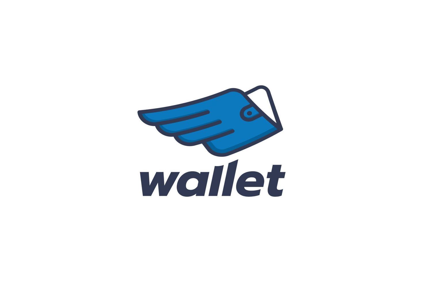 logo portafoglio digitale volante con ali per qualsiasi attività commerciale vettore