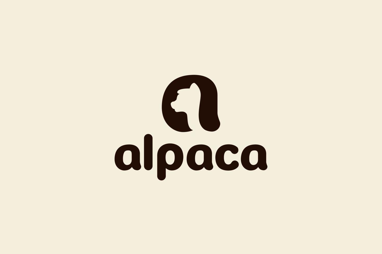 logo alpaca con immagine alpaca combinata con la lettera a come icona. vettore