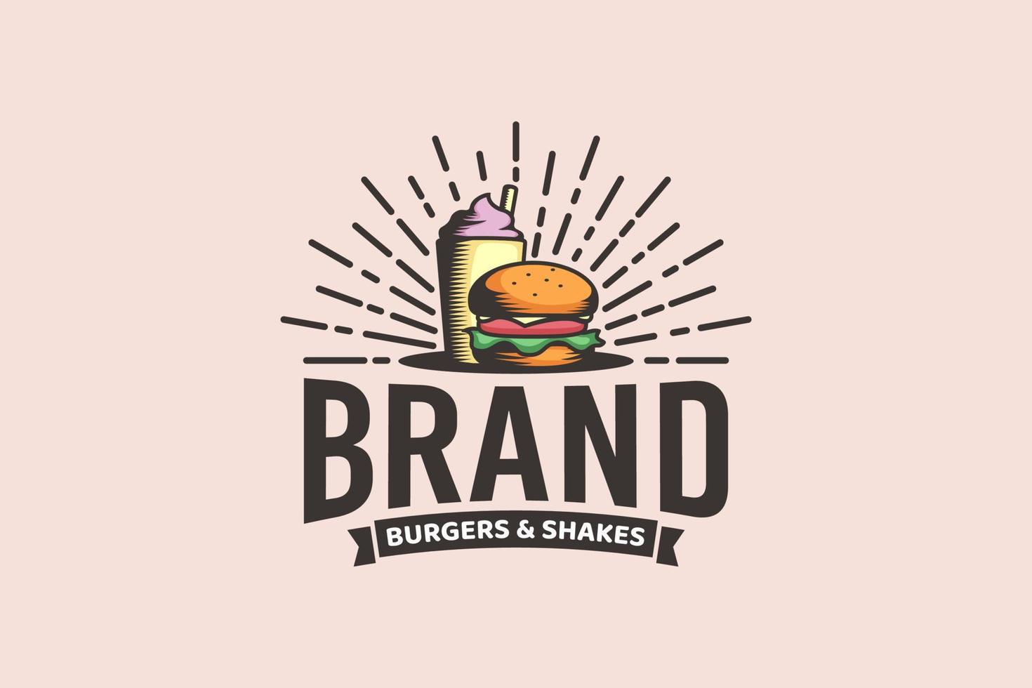 logo hamburger e frullati per qualsiasi attività commerciale, in particolare per fast food, ristorante, bar, ecc. vettore