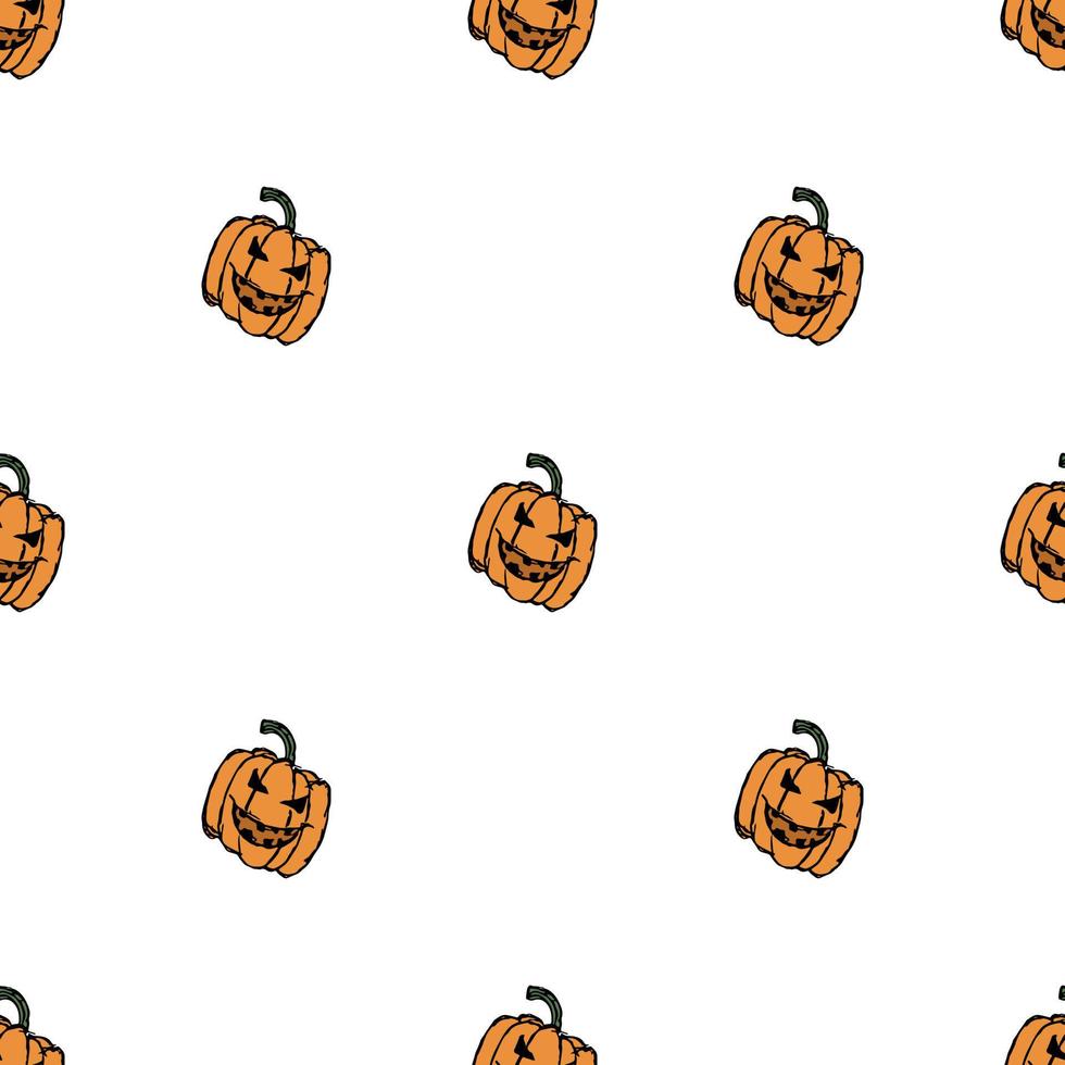 seamless pattern di zucca di halloween. sfondo di halloween con zucca spaventosa vettore