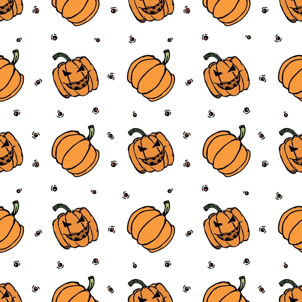 seamless pattern di zucca di halloween. sfondo di halloween con zucca spaventosa vettore