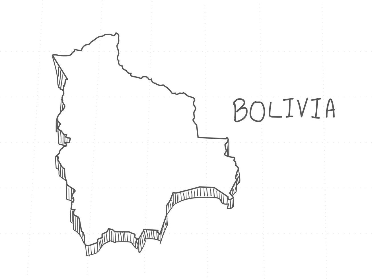 disegnato a mano della bolivia mappa 3d su sfondo bianco. vettore