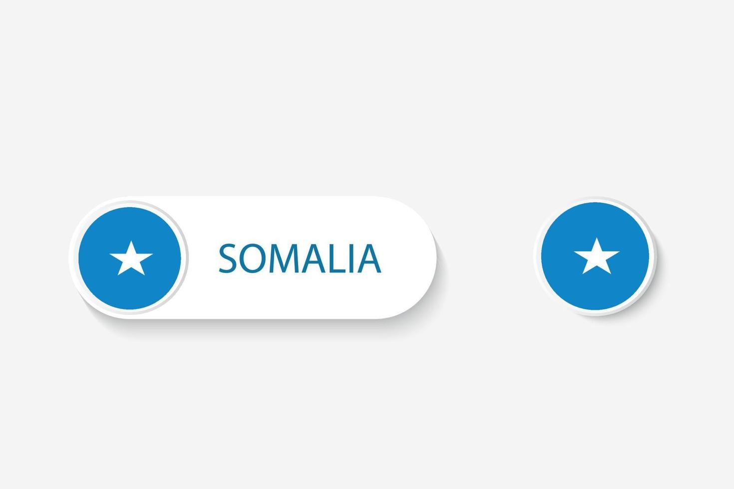 bandiera del pulsante della somalia nell'illustrazione di forma ovale con la parola della somalia. e pulsante bandiera somalia. vettore