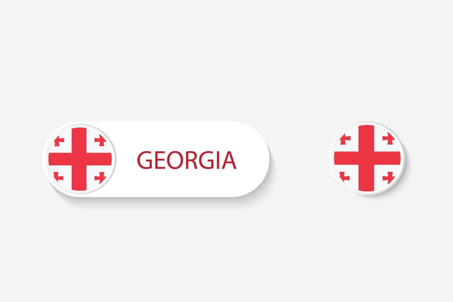bandiera del pulsante georgia nell'illustrazione di forma ovale con la parola della georgia. e pulsante bandiera georgia. vettore