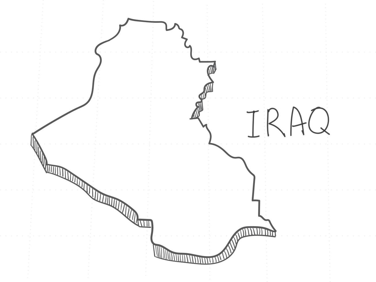 disegnato a mano della mappa 3d dell'Iraq su sfondo bianco. vettore