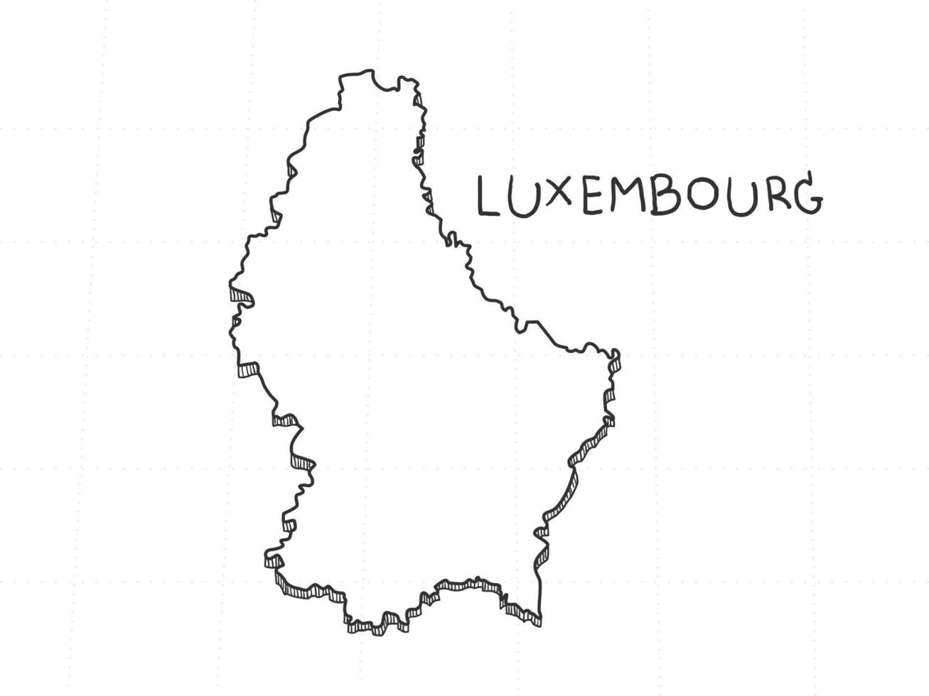disegnato a mano della mappa 3d del lussemburgo su sfondo bianco. vettore