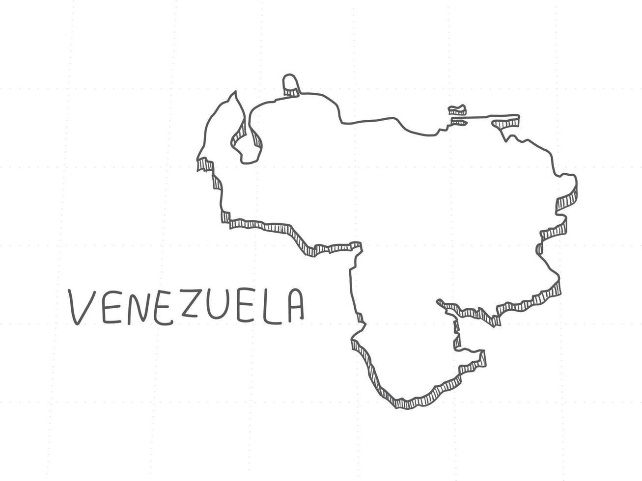 disegnato a mano della mappa 3d del venezuela su sfondo bianco. vettore