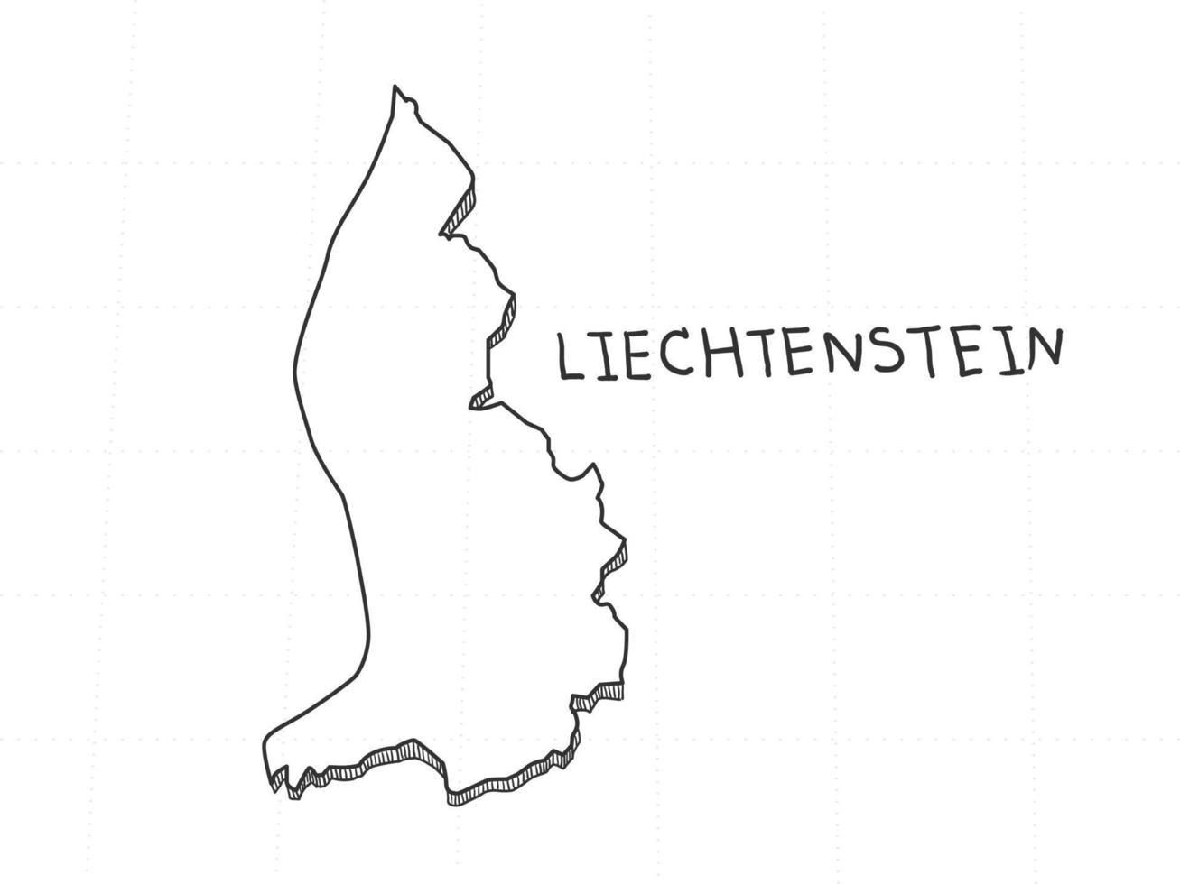 disegnato a mano della mappa 3d del liechtenstein su sfondo bianco. vettore