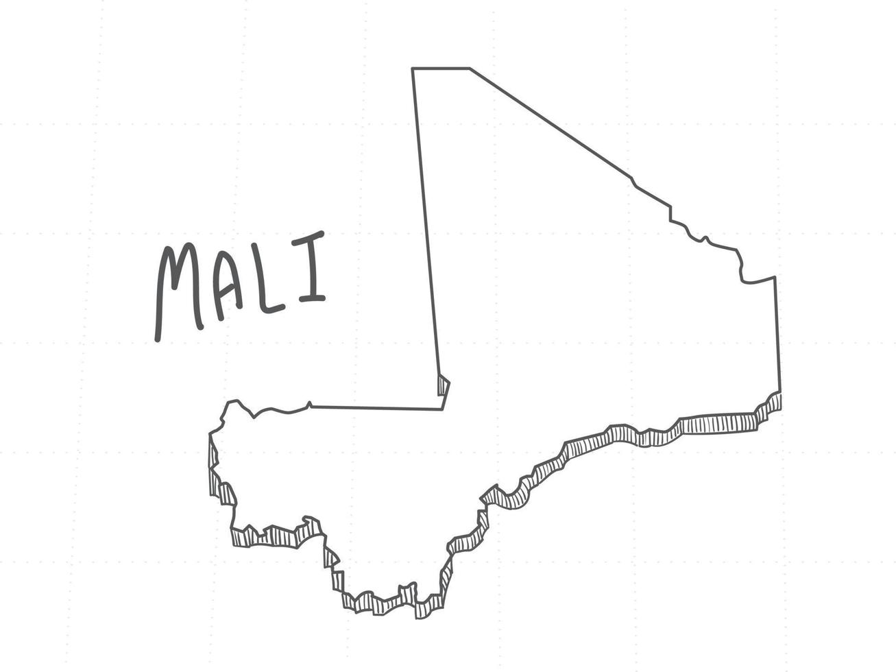 disegnato a mano della mappa 3d del mali su sfondo bianco. vettore